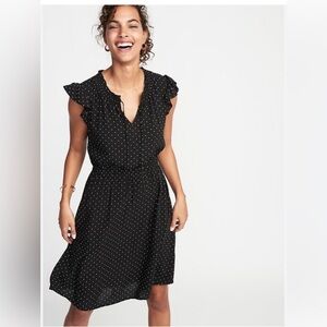Old Navy Waist-Defined Tie-Neck Dress Women polkadot  XXL